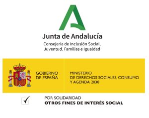 Logos de la Junta de Andalucía, Gobierno de España y X por solidaridad